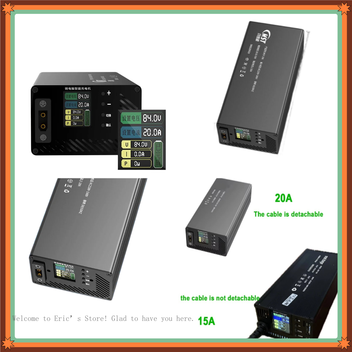 84V 20A Smart Charger - شاحن قابل للتعديل 10-93 فولت 2-30